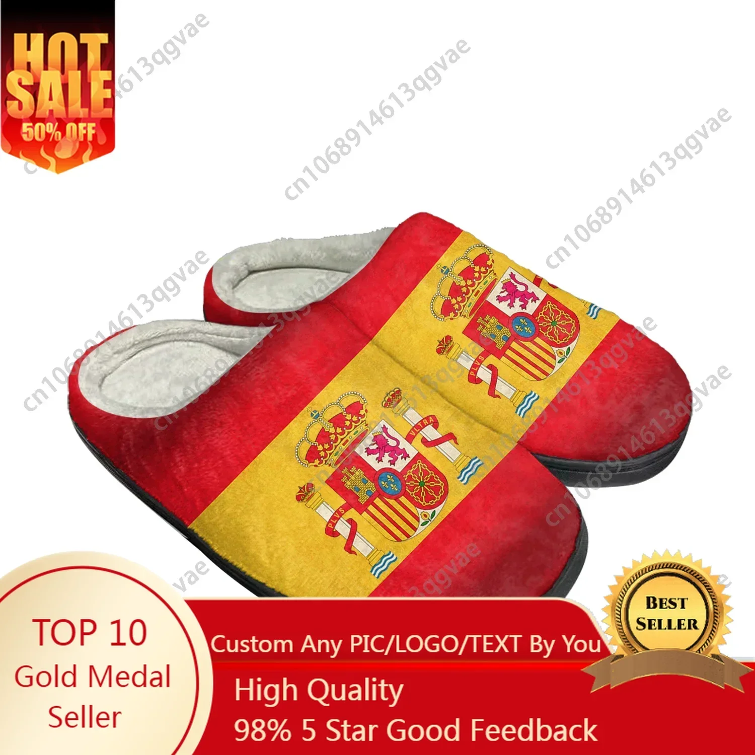 

Spanish Flag Home Cotton Custom Slippers Mens Womens Sandals Spain Plush Bedroom Casual Keep Warm Shoes Thermal Slipper