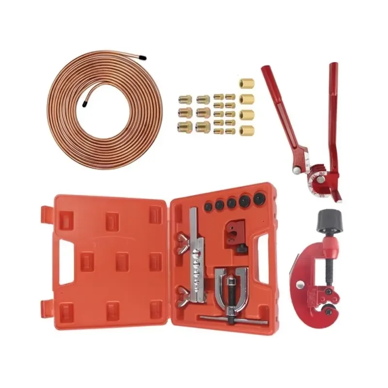 Flaring Tools Kit Tubing Bender with 3/16" Brake Line Pipe Kit 25ft Nuts