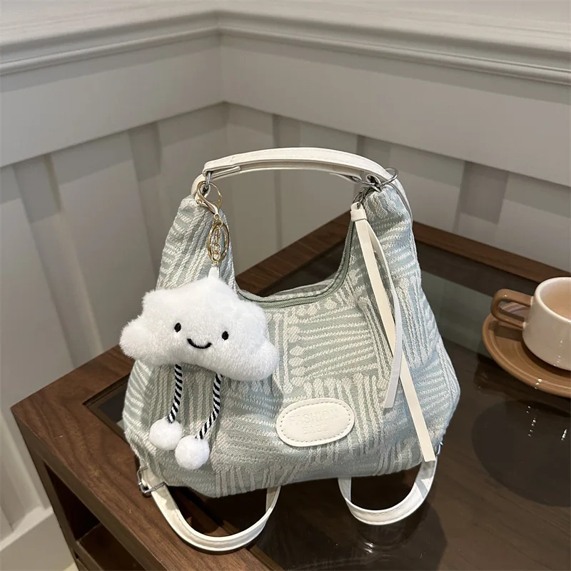 

2025 New Womens Canvas Backpack Autumn Winter Two-Way Shoulder Bag Versatile Crossbody Purse Casual Commuter Rucksack​