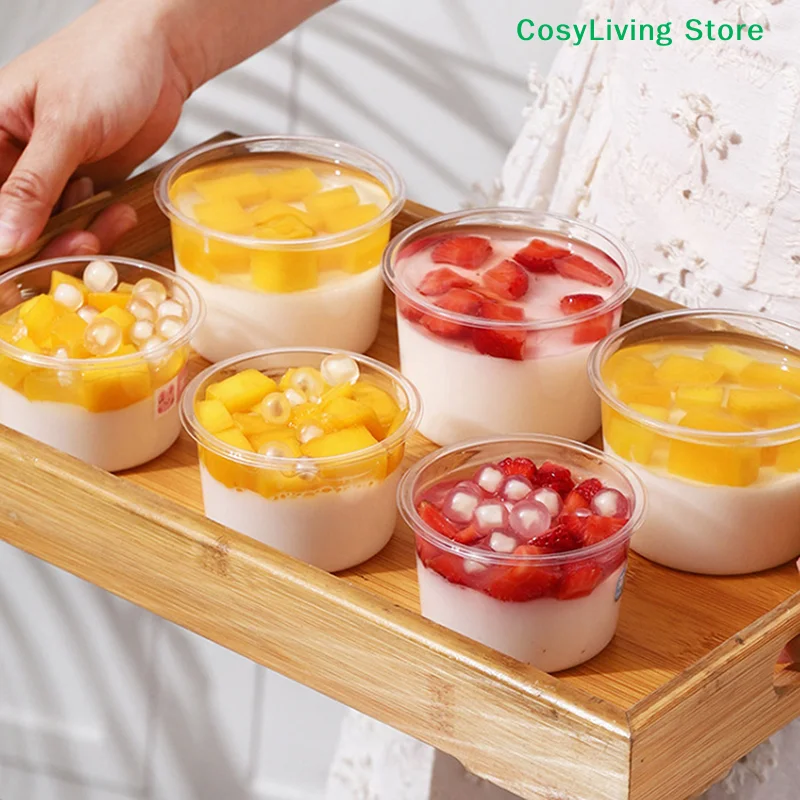 [CL]10/50Pcs Transparent Dessert Cup With Lid Ice Cream Cups Baking Packaging Container For Pudding Yogurt Cups Mousse Cake Box image 4