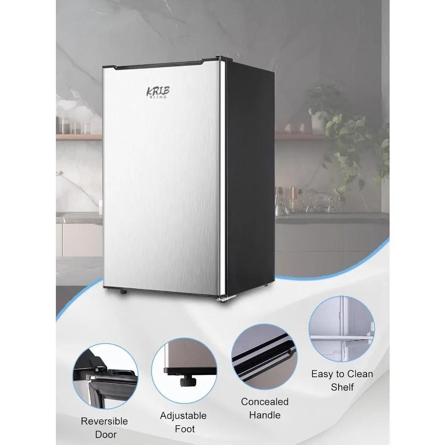 3.0 Cu.ft Upright Freezer Compact Mini Freezer with Removable Shelves Ideal for Bedroom Office Kitchen Dorm Storage Solution Si