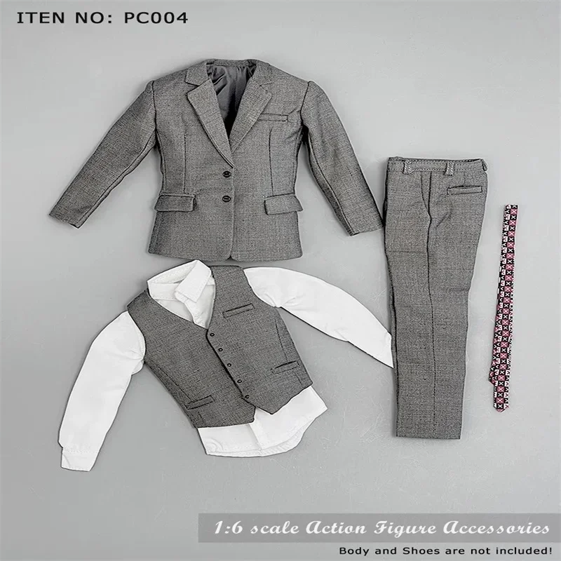 PC004 1/6 Soldato Maschio Moda Grigio Stile Occidentale Vestito Cappotto Camicia Maglia Pantaloni Set Modello Misura 12 ''Action Figure B001 Corpo In Magazzino