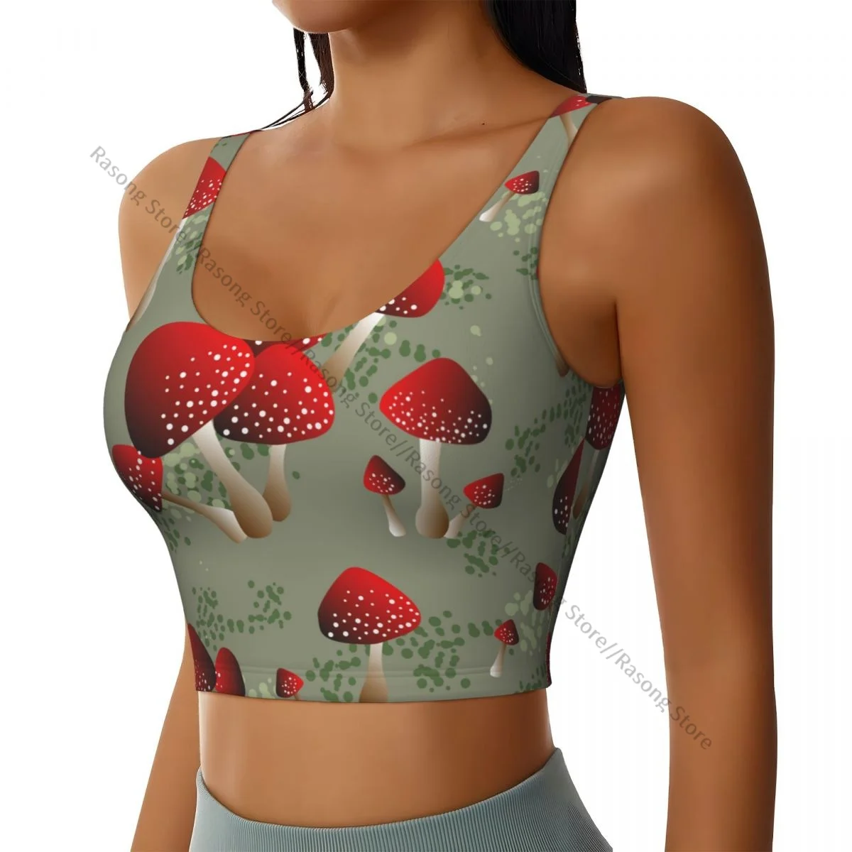 Sports Bra Women Running Yoga Clothes Vest Amanita Red Mushroom Pattern Gathering Fitness Vest