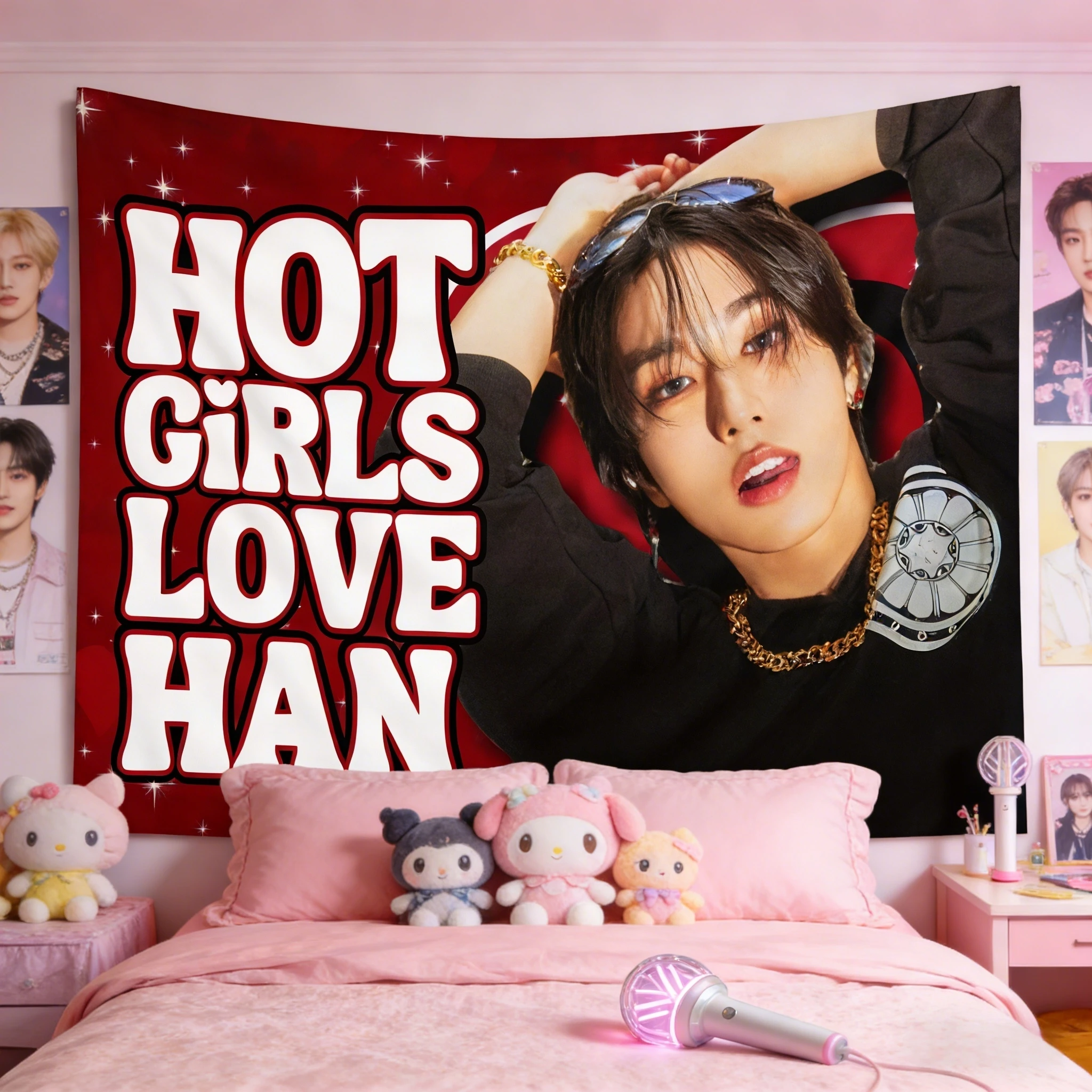 Idol Support Room Decor, Stray Kids H-HAN Concert Flag Tapestry for Fan Bedroom Dorm Wall Display