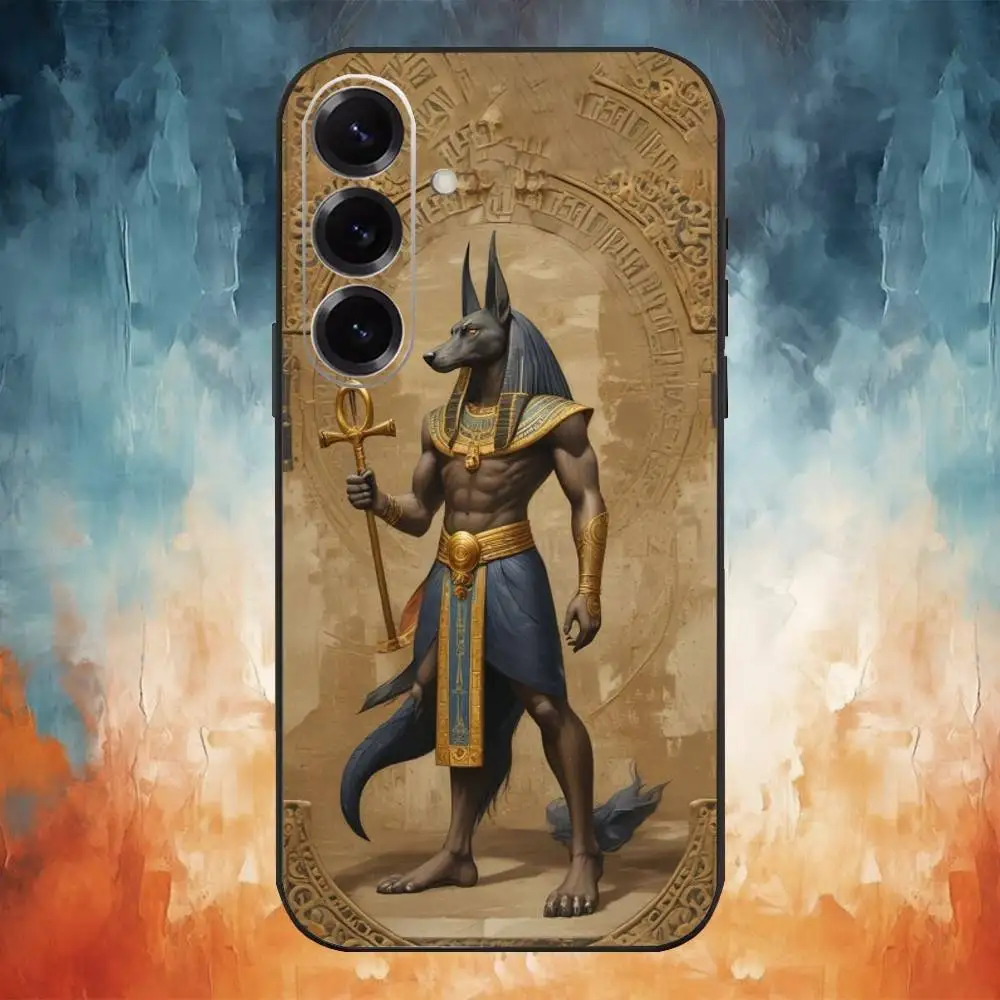 เคสโทรศัพท์เทพอันูบิสแห่งอียิปต์โบราณ สำหรับ Samsung Galaxy A73,A72,A71,A70,A53,A52,A51 และอื่นๆ  แบบนิ่ม สีดำ