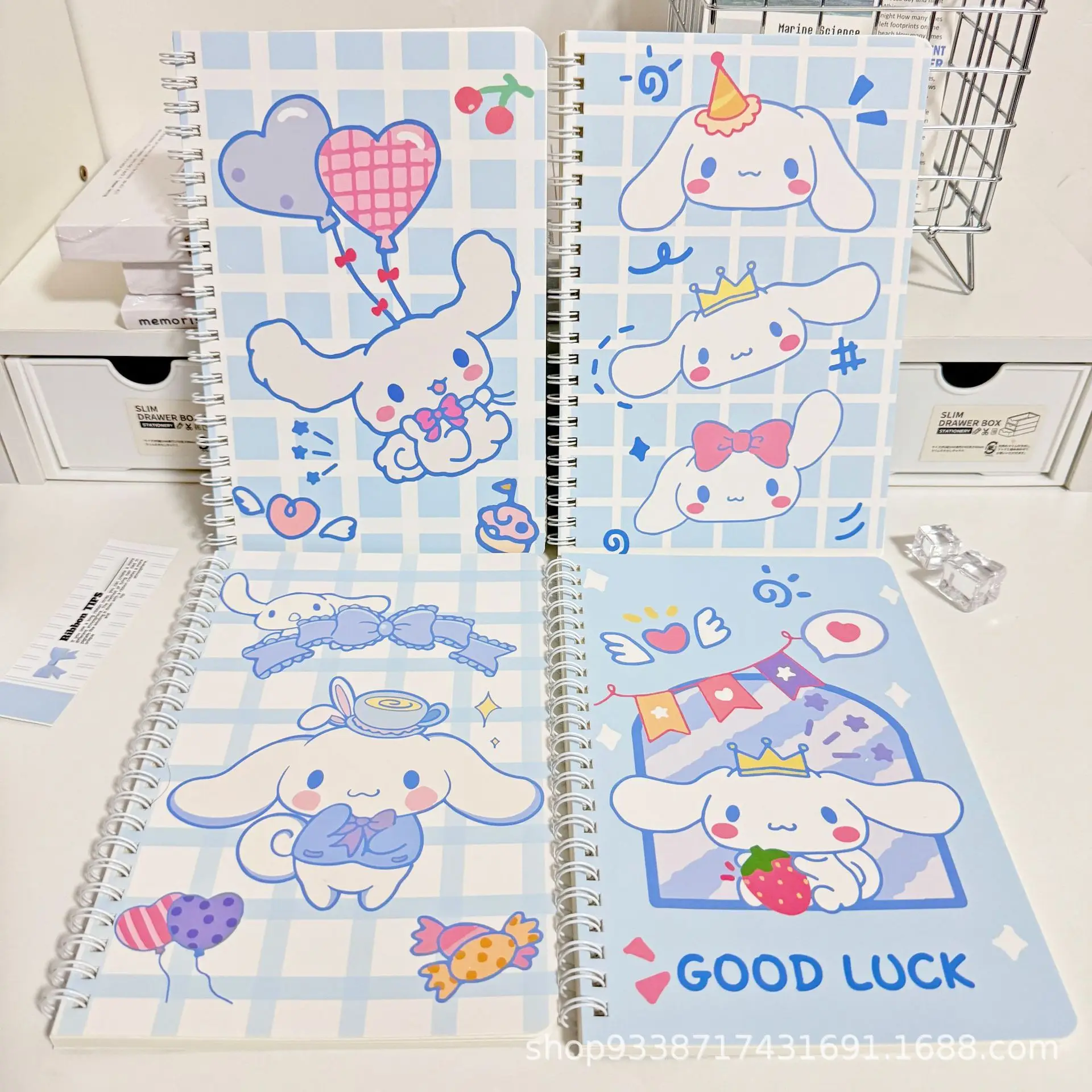 

4PCS Kawaii Sanrio Cinnamoroll Notebook Cute Thick and Simple Horizontal Line Notebook A5 Coil Notebook Girl Gift