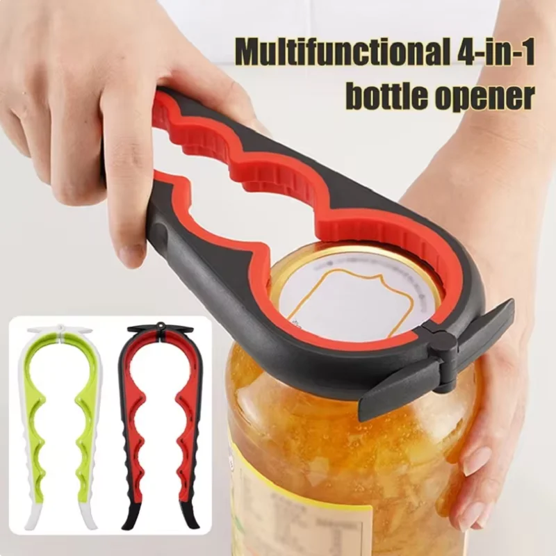 Can Opener Multi Functional Four In One Beverage Bottle Opener Cap Twister Four Position Can Opener Anti Slip Cap Twister