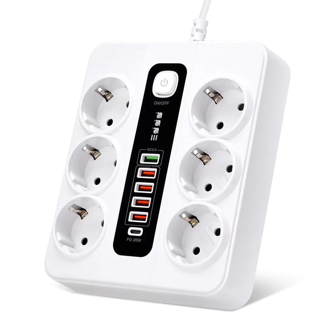 Multi-functional USB German standard special hole socket overload protection YPEC high-power plug European standard plug househo