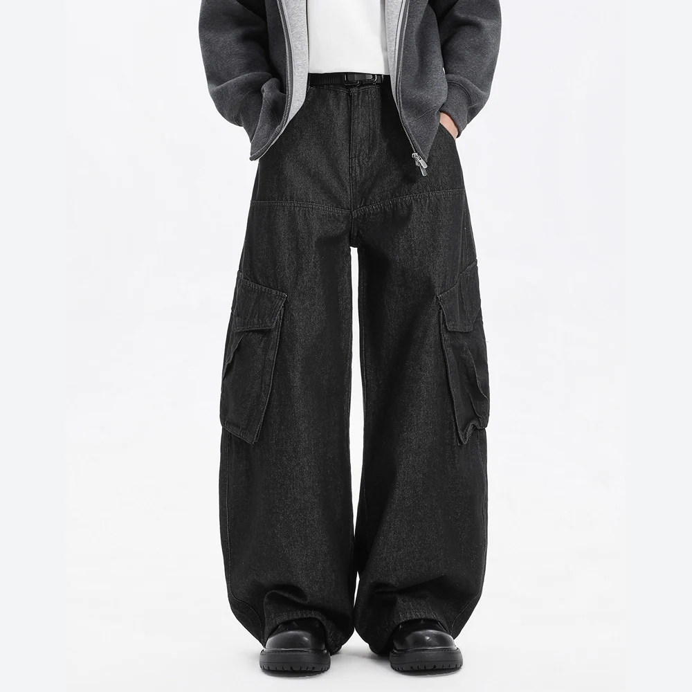 

Men Women Streetwear Fashion Loose Casual Wide Leg Denim Cargo Baggy Jeans Pant Couple Harem Jeans Trousers