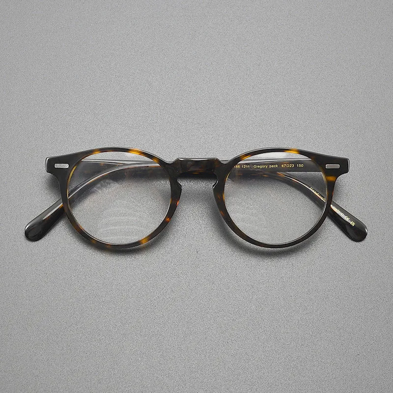 Acetate ov5186 Glasses frame Men's and women's leopard print vintage round myopia prescription optical glasses frame luxury bran