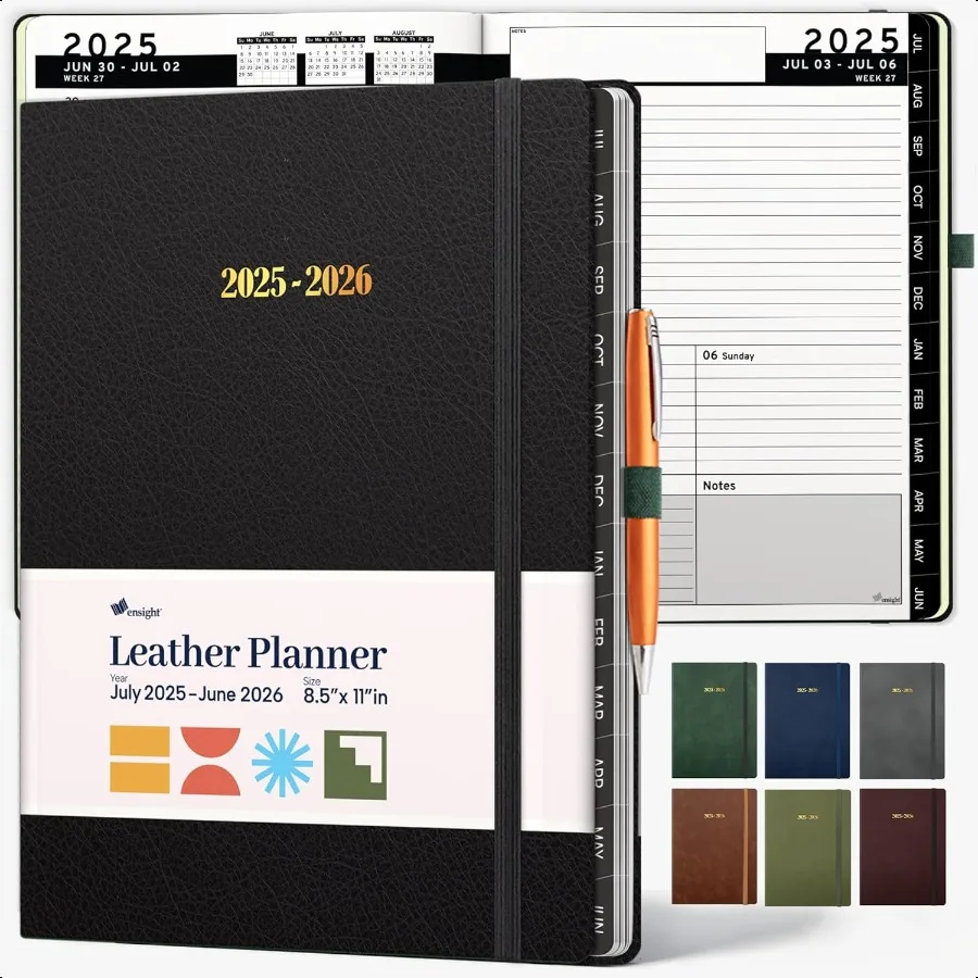 

20252026 HARDCOVER Leather Planner Weekly Monthly 8.5x11 Inches Academic Planner Busin Personal or Student Pen Holder Thick Pap