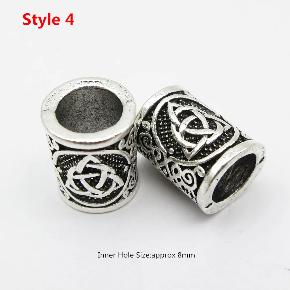 5 قطعة/2 قطعة الحفرة الكبيرة رون المعادن فايكنغ خرز للمجوهرات للشعر اللحية Dreadlock جديلة الخرز خواتم أنابيب الرجال النساء إكسسوارات الشعر