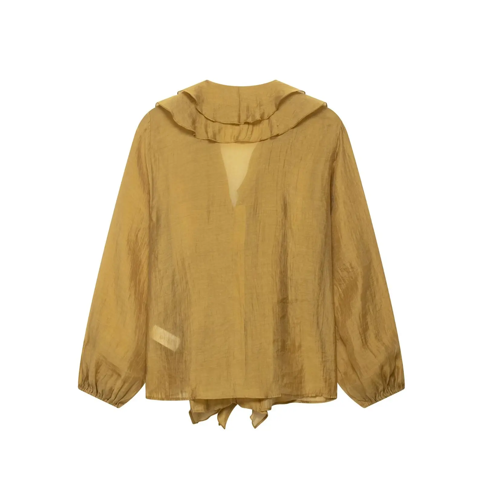 Femmes mode 2025 été empilés chemises décontracté mince à manches longues Y2K haut surdimensionné col en V manches bouffantes Blouses Chic hauts