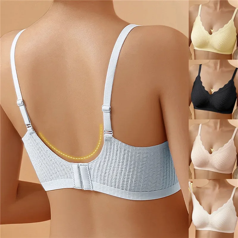 

New Top Lace Seamless Women'S Underwear Small Chest Gathered Non-Slip No Steel Ring Sexy Sling Beautiful Back Bra Thin Section