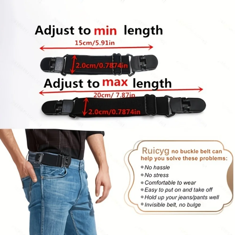 2Pcs Elastic Hidden Belt – Adjustable Lazy Waist Tightening Strap for Pants, Simple & Portable, Unisex Design