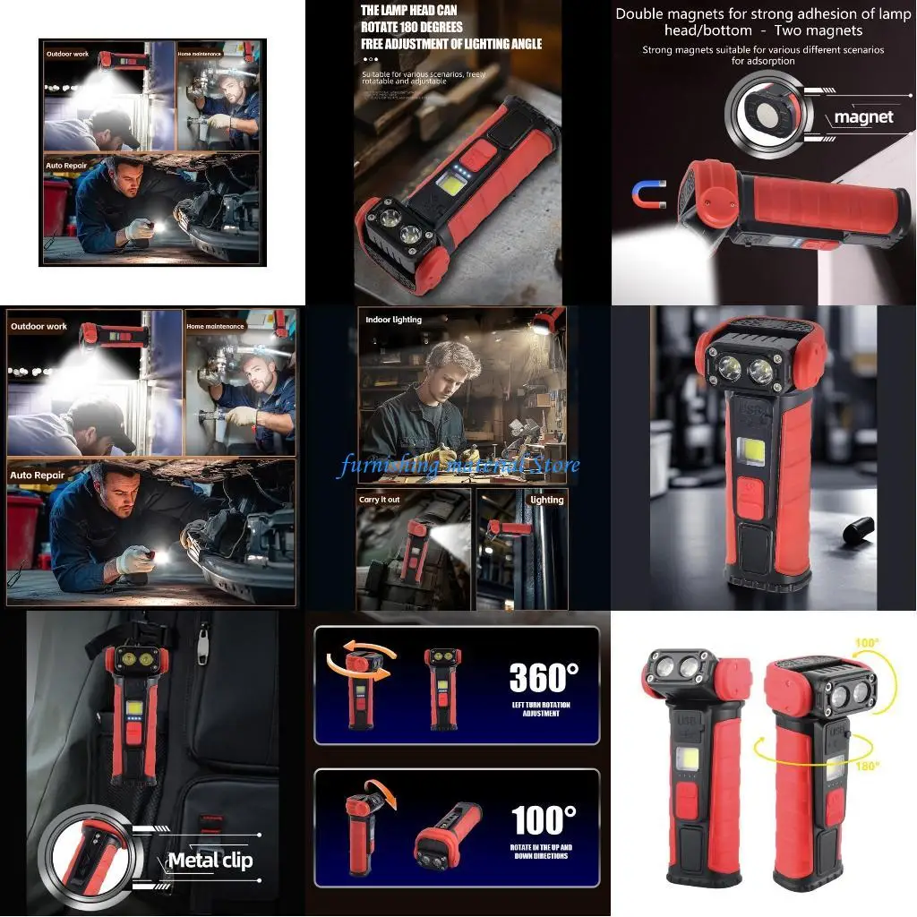 

Y5GD Base Flashlight with 360° Rotation 300lm Output 1500mAh Large Battery Suitable for Industrial Outdoor Use