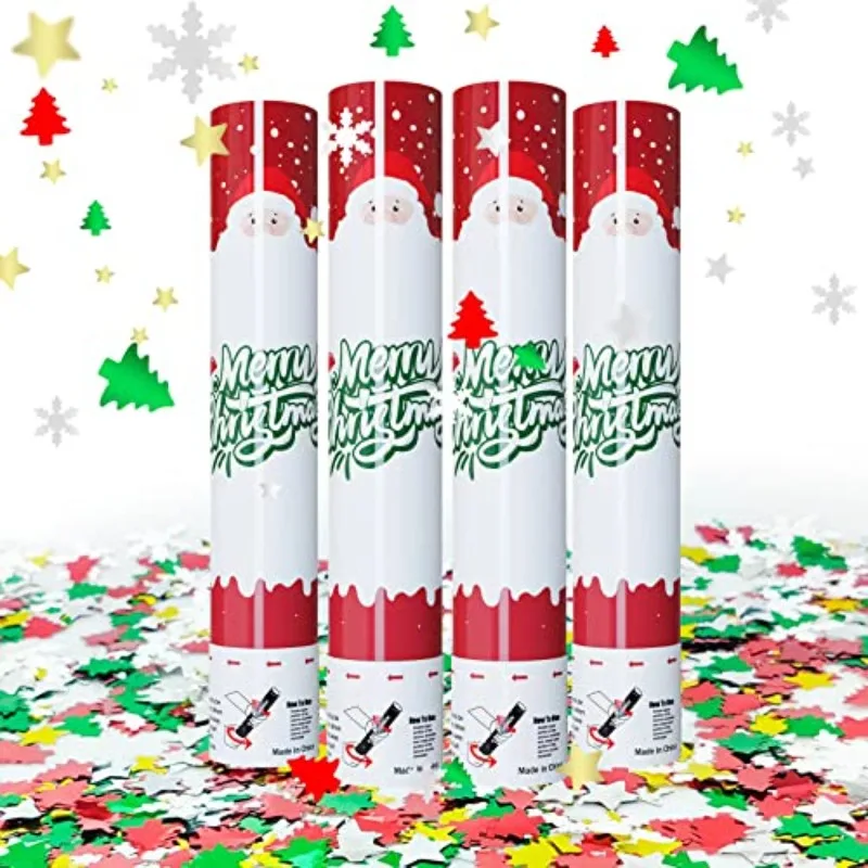 

Christmas Confetti Handheld Salute Firework Cannon Multiple Christmas Filler Party Decoration Prop Festival Celebration Supplies