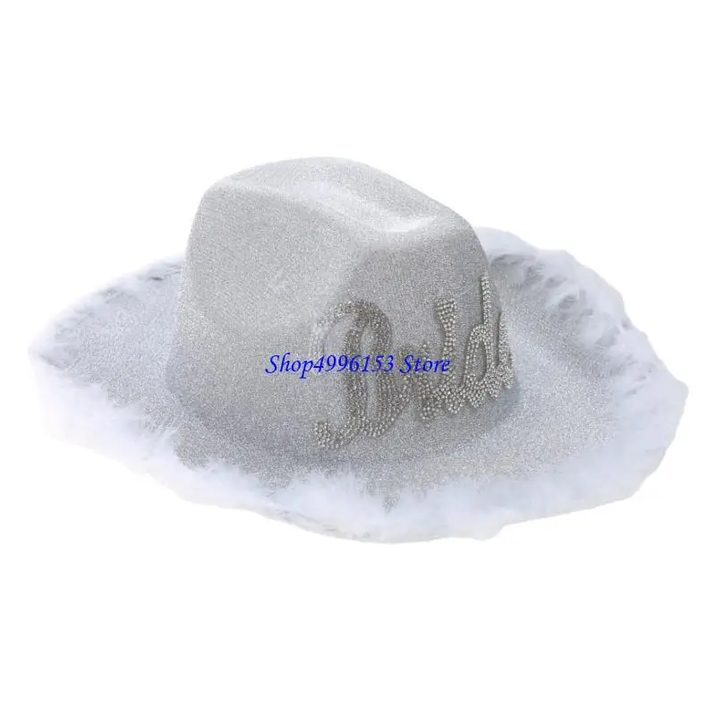 

Q0KE Glitter Cowgirl Hat Bridal Party Hat Bride Cowboy Hat Bachelorette Party Hat