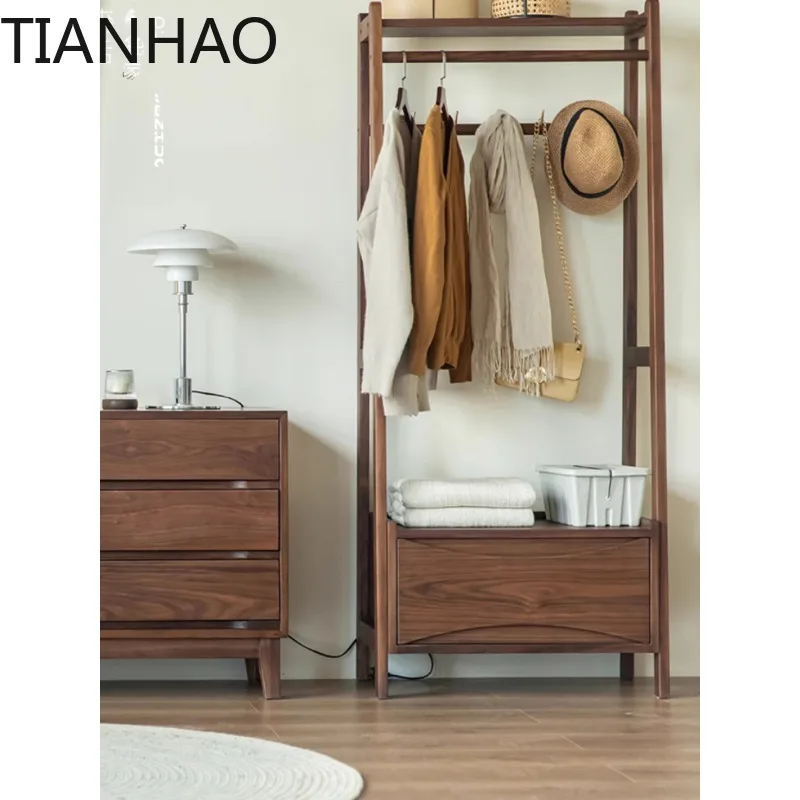 Coat rack Solid wood hanger Drying clothes Bedroom Living room rack Hanger