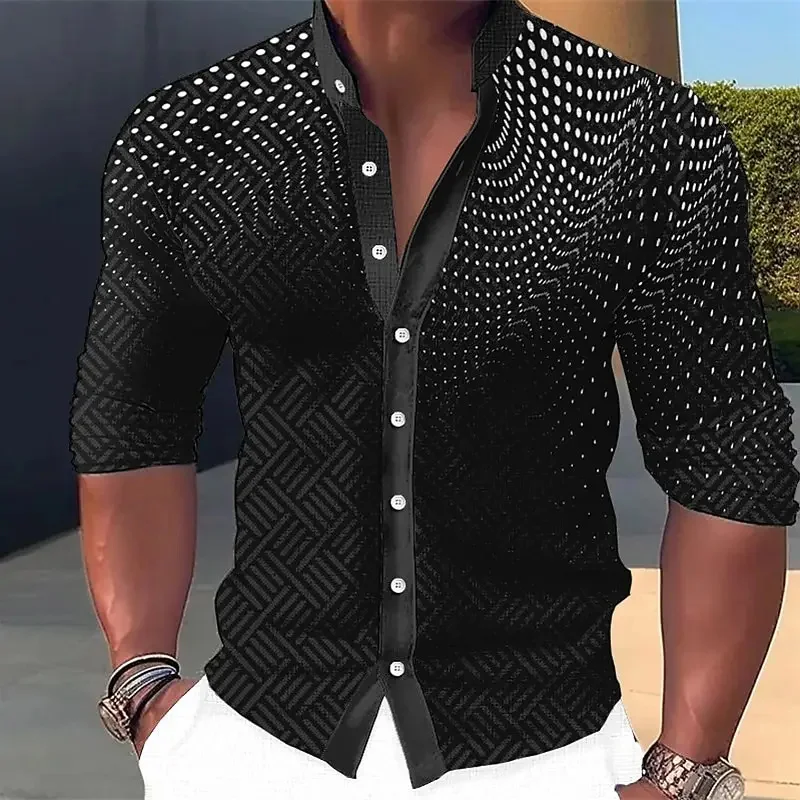 Men\'s Creative Fashion Luxury Shirt Daily Men and Women\'s Clothing 2024 New Pattern Shirt Top long -sleeved neckline Shirt