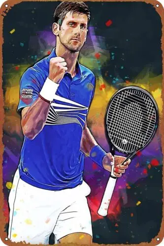 1p,Novak Djokovic Metal Tin Sign Sports Poster Vintage Poster Man Cave Decorative