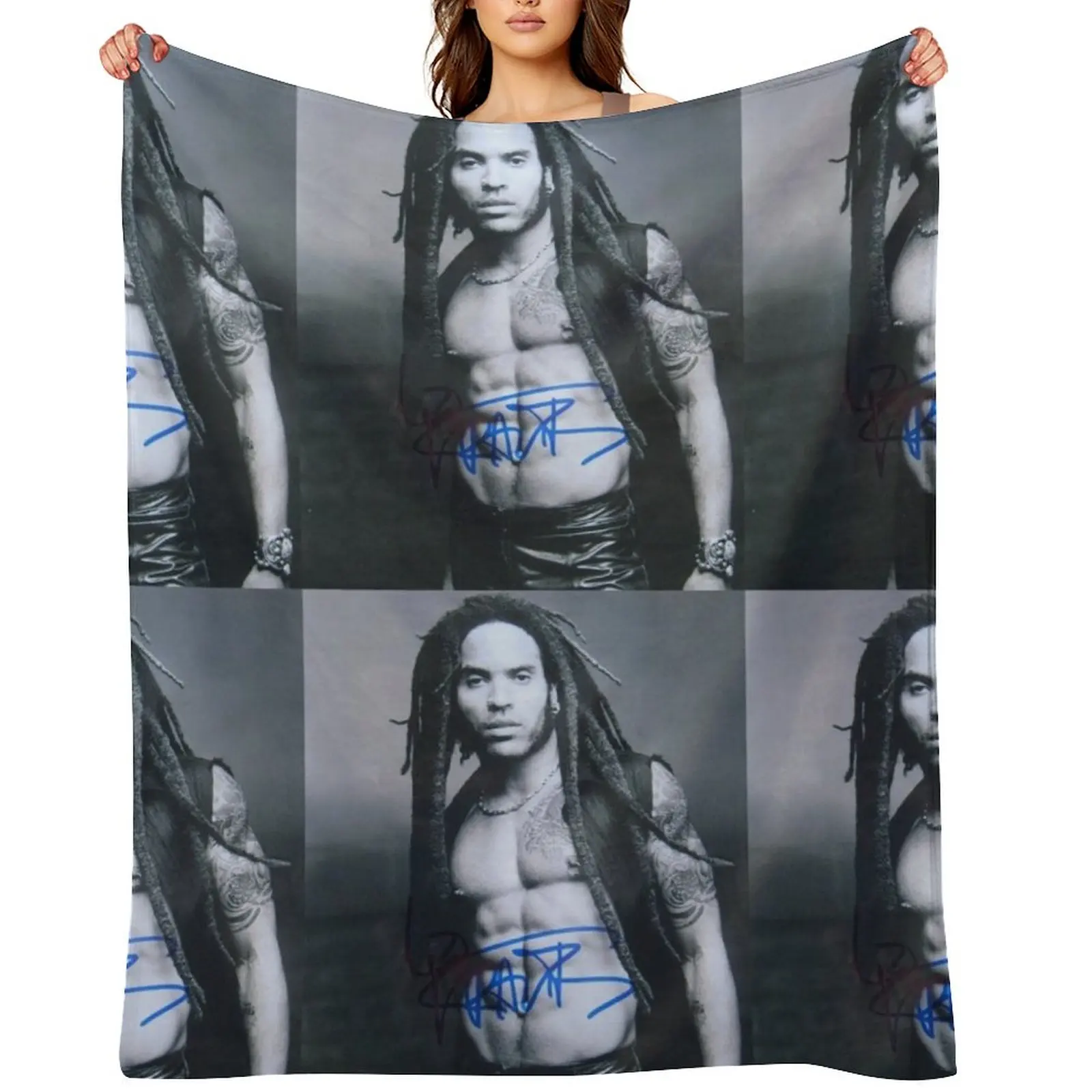 

lenny kravitz Signed Throw Blanket Hair for sofa Thermal Kid'S Blankets