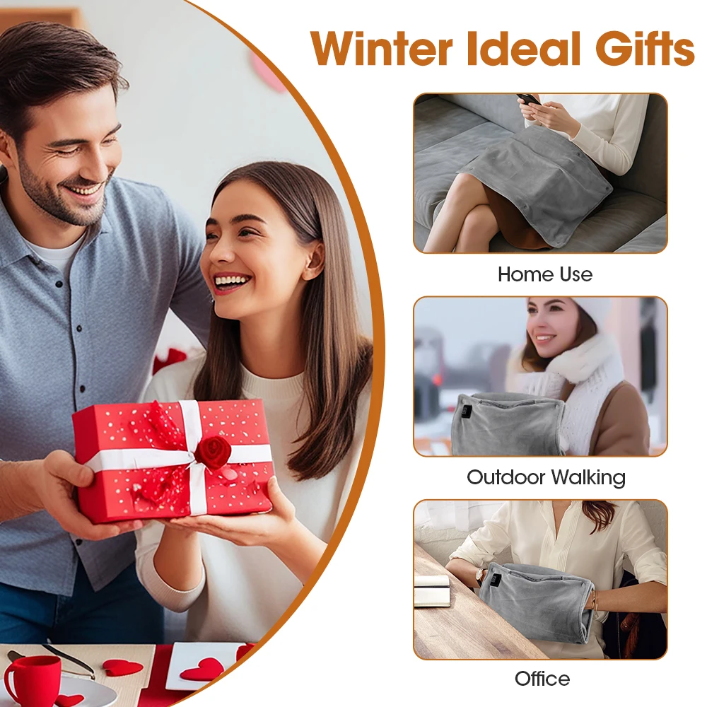 Electric Hand Warmer 3 Heating Levels Soft Winter Heated Warm Bag Warm Hand Pocket Electric Heated Gloves Explosion-Proof 4 Area