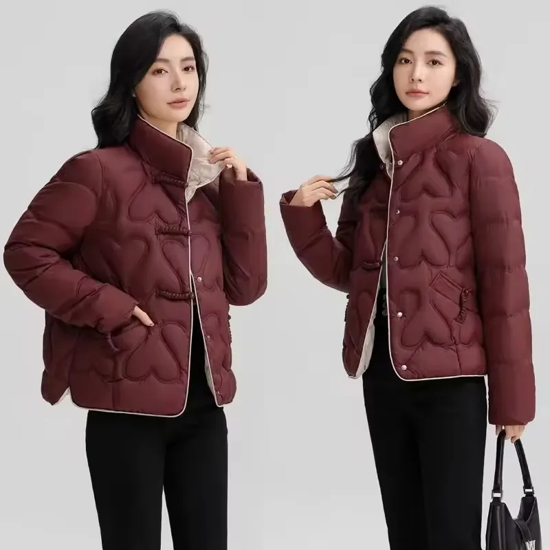 

Женская зимняя куртка, новинка 2023 года, короткие парки с воротником-стойкой, женские пуховые хлопковые куртки, повседневная теплая верхняя одежда, женское стеганое пальто