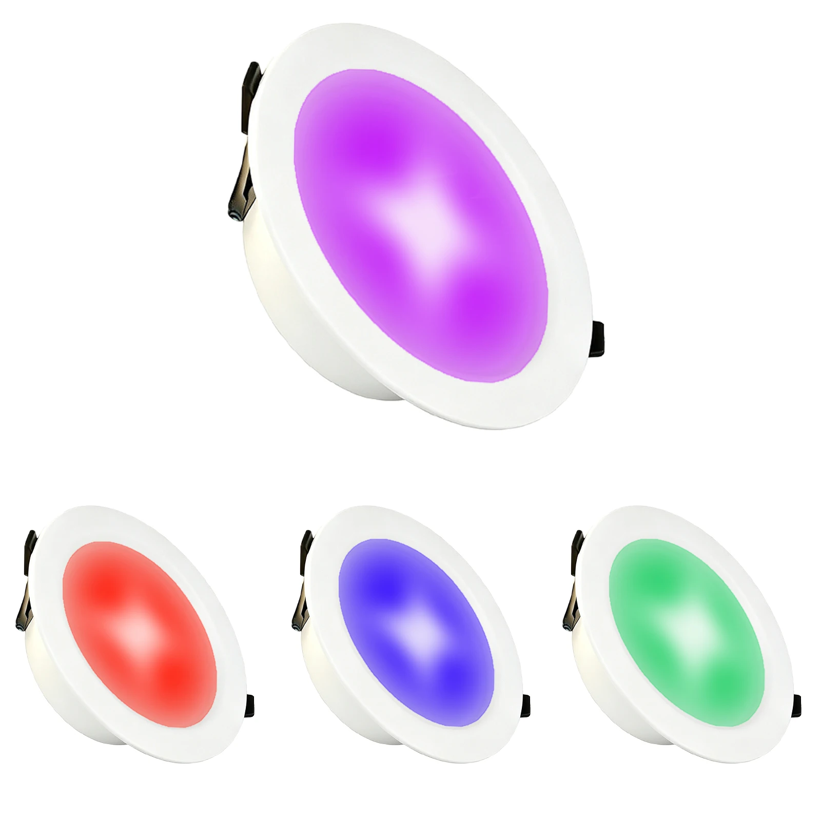 4 Inch RGBW Recessed Downlight, AC 110V 3W LED Ceiling Light, 16 Colors, 4 Dynamic Modes, Remote Control, 4 Pack