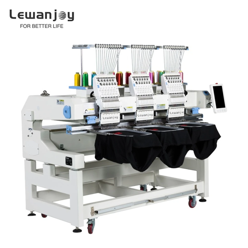 Three Heads Embroidery Machine Lewanjoy 9/12 Needles Embroider Shop Price Low