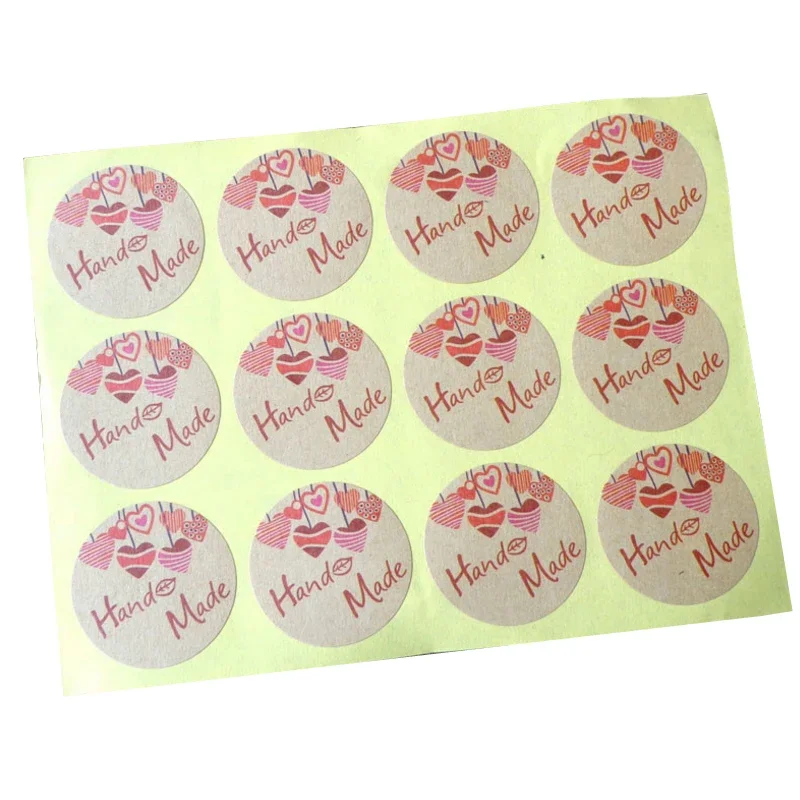 120pcs/lot Heart Hand Made Round Sticker Seal Stickers Journal Vintage Decoration Sealing Gift Stickers Kawaii Stickers