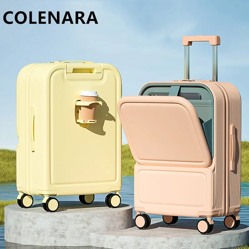 COLENARA-Mala de Embarque para Laptop, Mala de Cabine, Saco de Viagem com Rodas, Bagagem, ABS e PC, 20 ", 22", 24 ", 26"