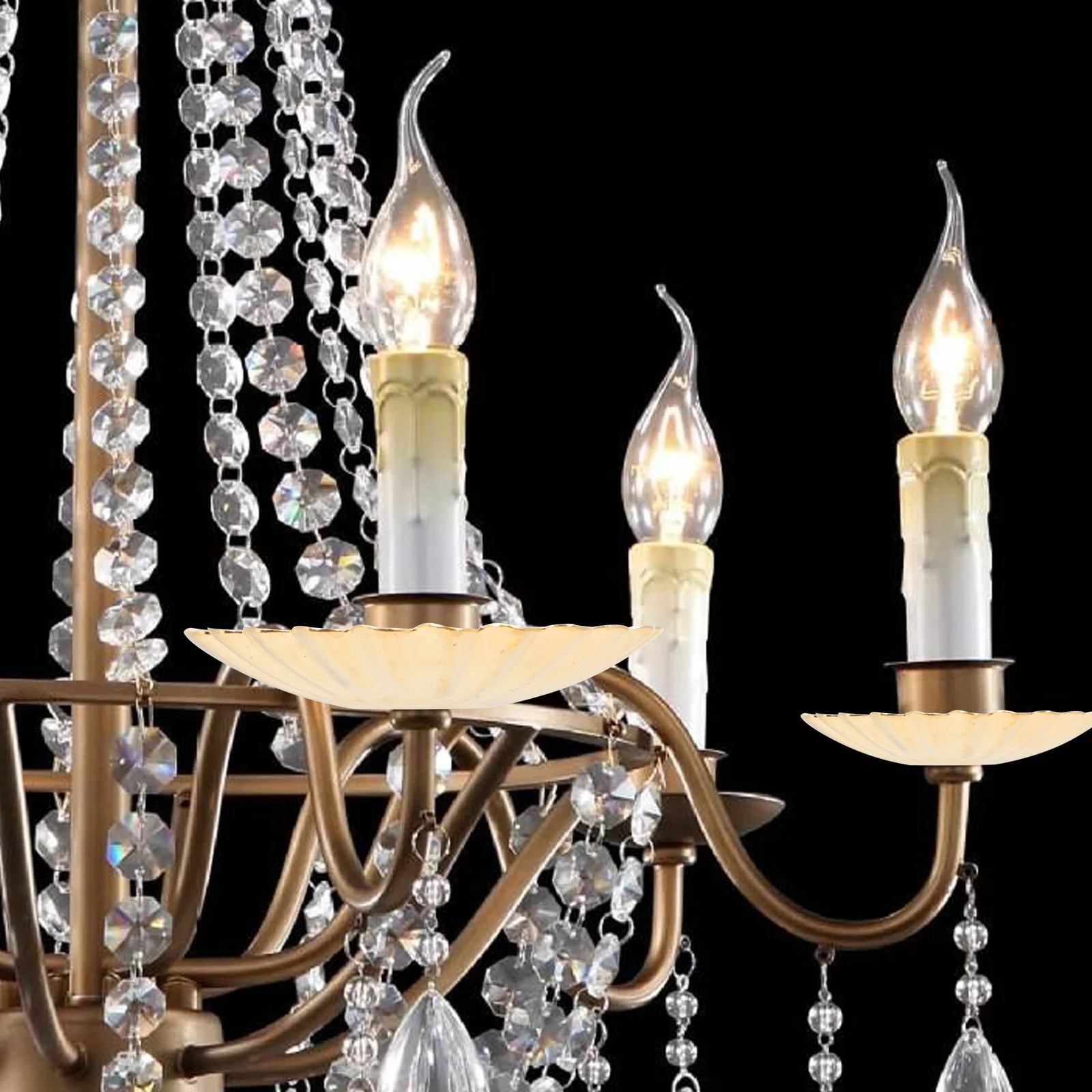 

12 Pcs Golden Iron Flower Shaped Lamp Cover Ch Spacer Retro Simple Style Durable Lighting Decor Small Spaces