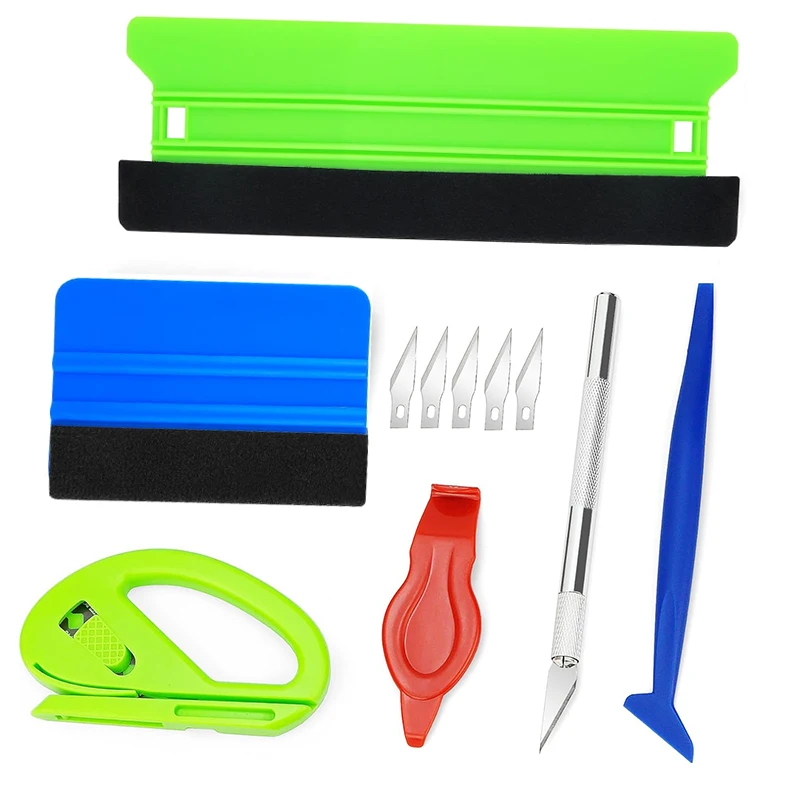 

Автомобильный виниловый инструмент для тонировки окон, комплект пленки, большой фетровый скребок, триммер для кромок, угловой скребок для установки автомобильной наклейки