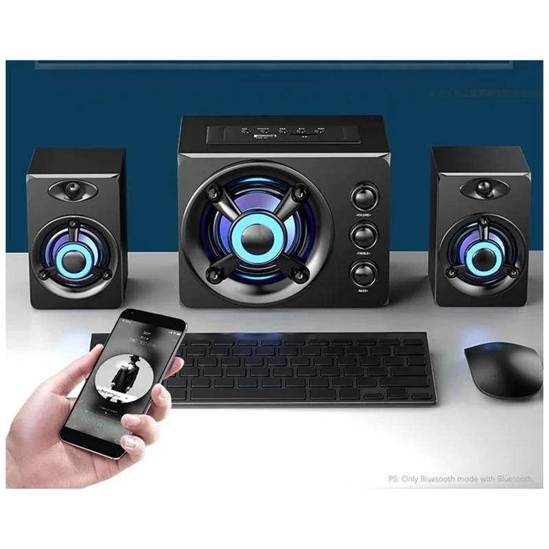 HIFI 3D Stereo Speakers Colorful LED Light AUX USB Wired Wireless Bluetooth Audio Theater Surround Sound Bar TV-A12I