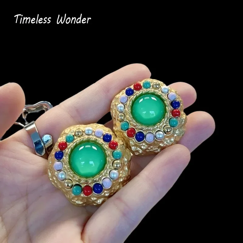 

Timeless Wonder Fancy Zircon Geo Glass Clip on Earrings for Women Designer Jewelry Punk Gift Rare Top Classy 3346