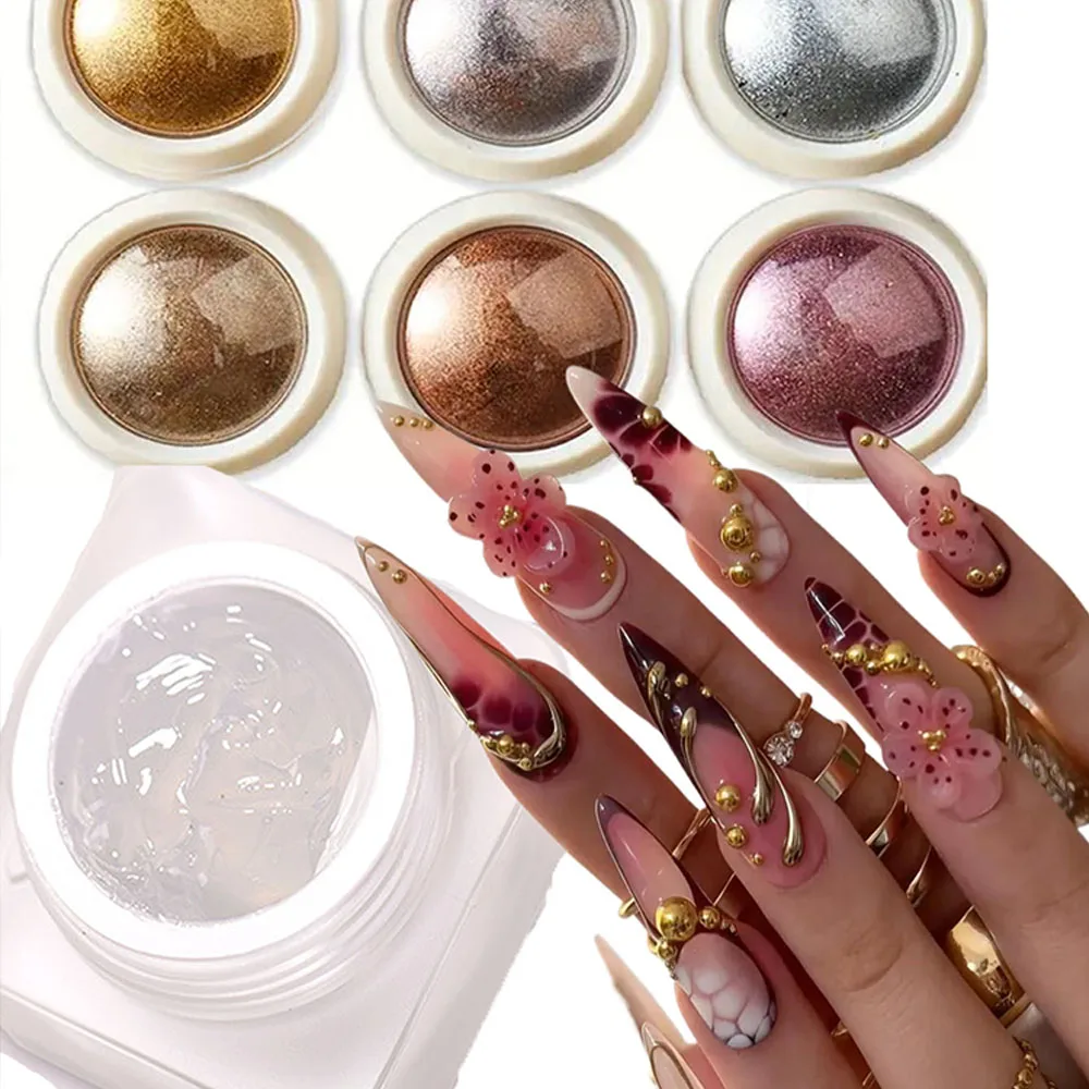 6色マジックミラークロームパウダー5Dネイルアートジェルライナーネイルポリッシュセットノーワイプクリア5DスカルプティングネイルジェルDIYラビングダスト