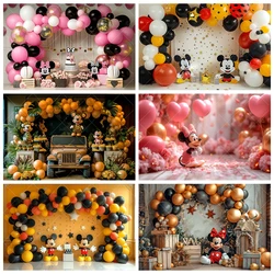 Disney Mickey Minnie Backdrop Custom Kid Birthday Portrait Photography Background For Photo Studio Baby Shower Decor Banner Prop