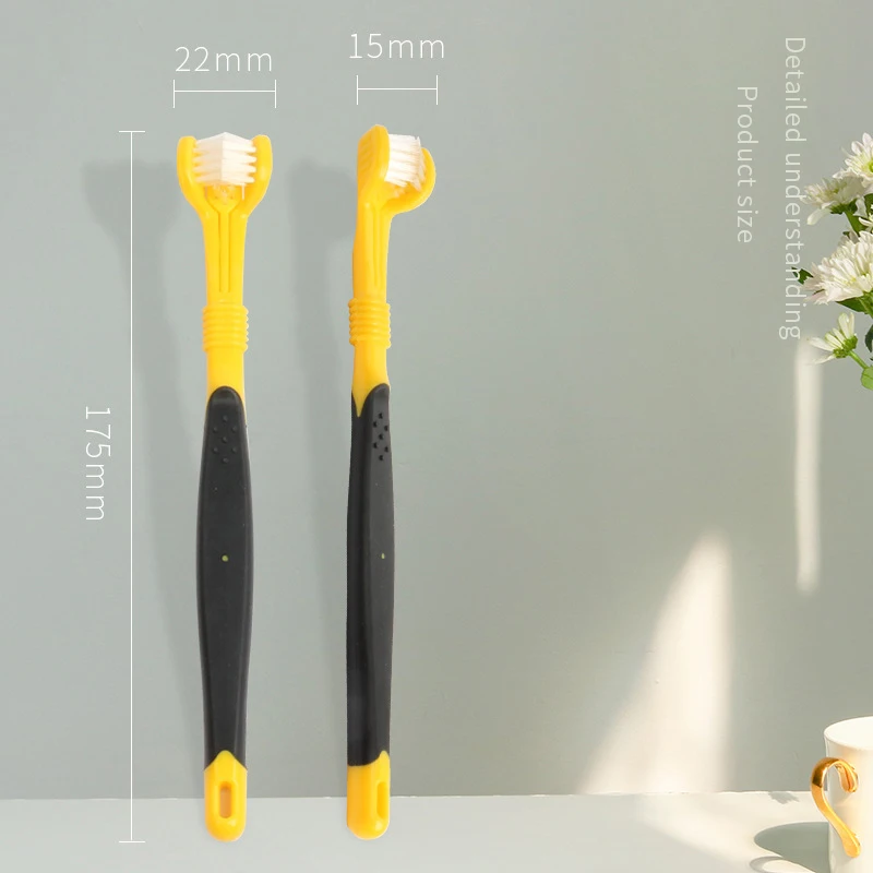 Three Sided Pet Toothbrush Three-Head Multi-angle Toothbrush Cleaning Dog Cat Brush Bad Breath Teeth Care Tool