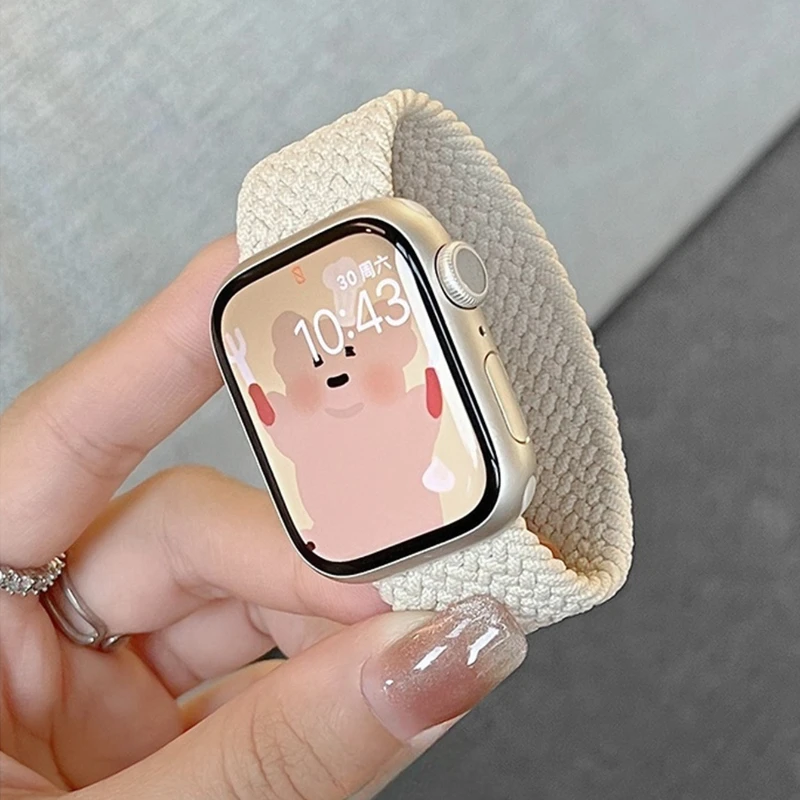 حزام نايلون لساعة أبل 44 مللي متر 45 46 49 38 40 41 42 مللي متر مضفر سولو حلقة سوار iWatch سلسلة 10 9 8 7 6 5 4 SE Ultra 2