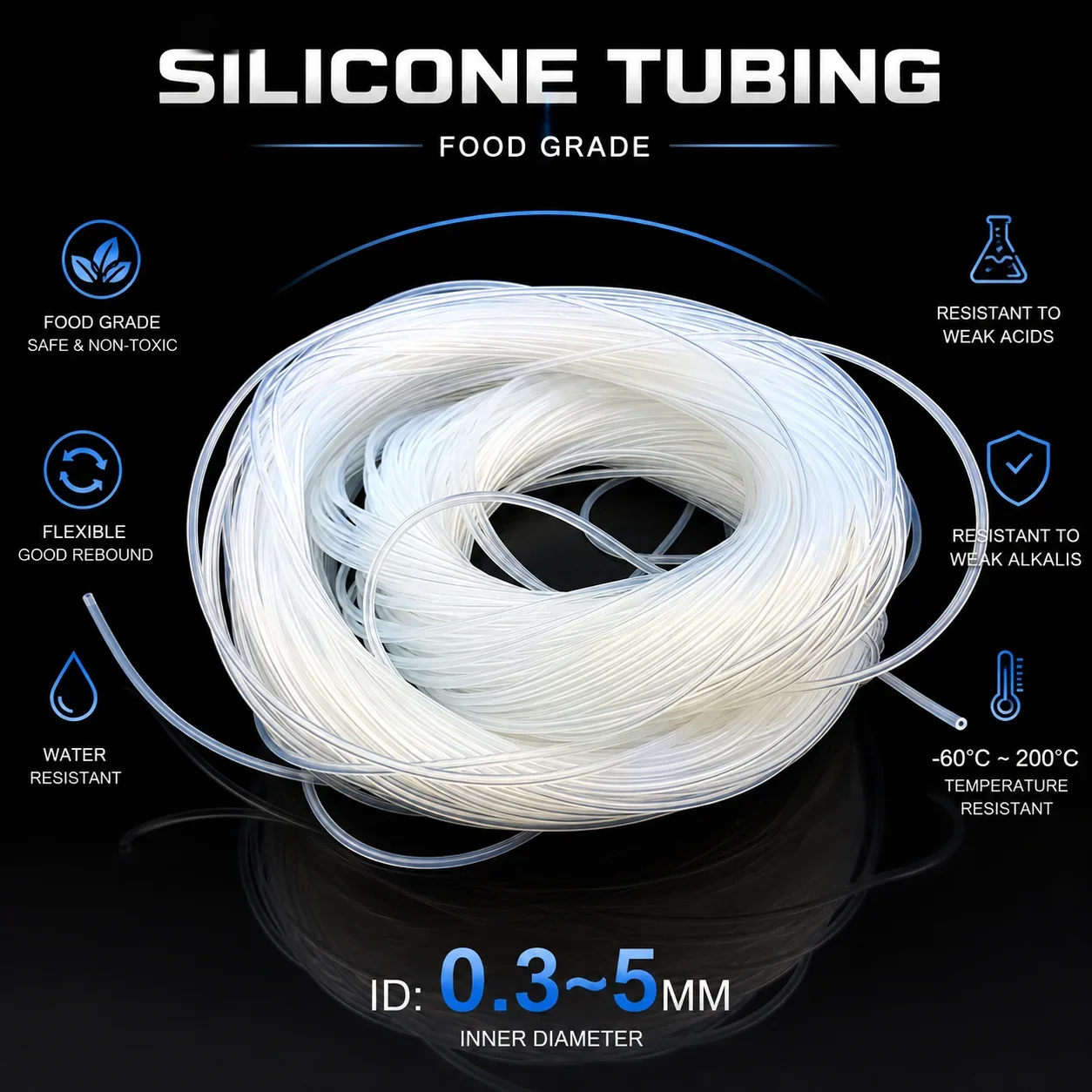 Food Grade Transparent Capillary Silicone Tube with an Inner Diameter of 0.3-4mm, Odorless Water Purifier Filter Connecting Pipe