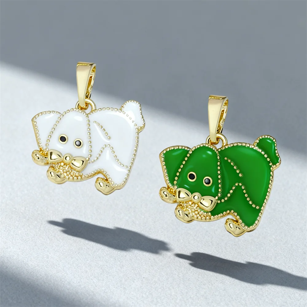 

4Pcs Pendants Brass Enamel Dog Charms Cubic Zirconia Colorful Animal Shape for DIY Jewelry Necklace Bracelet Fashion Accessories