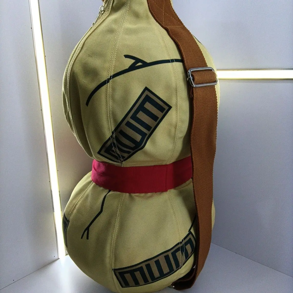 Cos Accessory Cosplay Naruto Gaara Gourd Shape Backpack Canvas Prop Bag Uzumaki Anime Shoulder Satchel Bag Kid Fangift Halloween