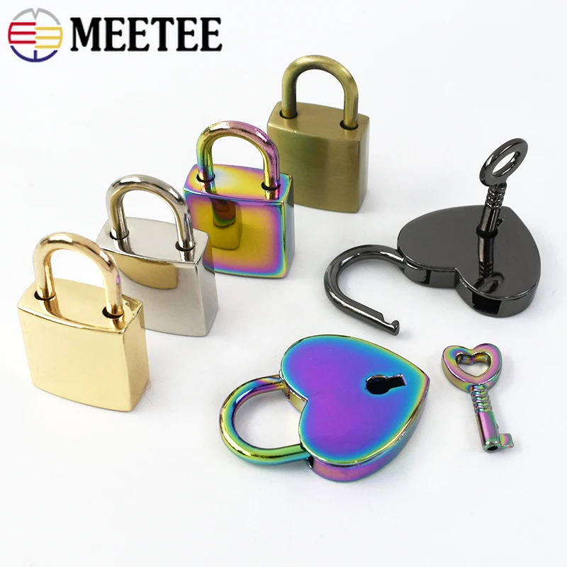 

10/20Set Metal Lock Buckle with Key HandBag Hanging Padlock Jewelry Box Decorative Buckles Safety Clasp DIY Hardware Accessories