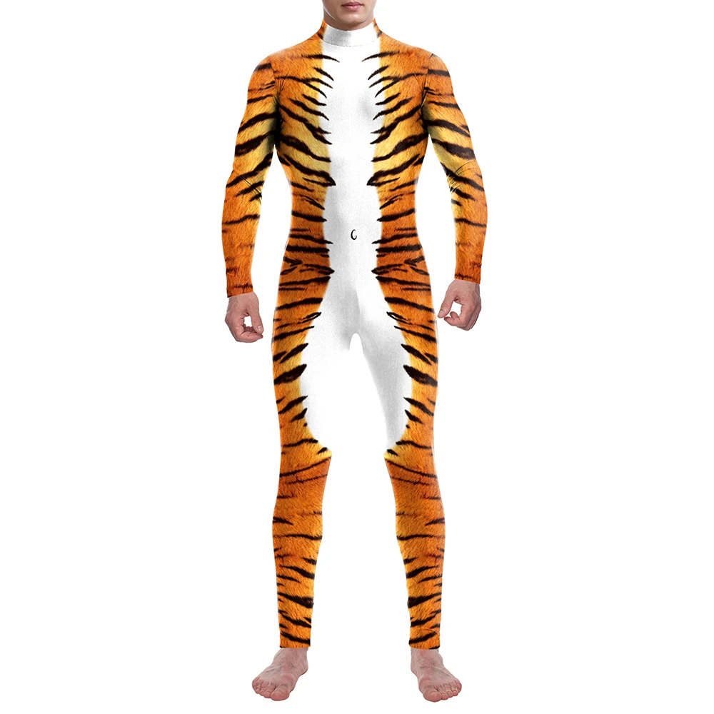 Tigre Anime Cosplay Traje para Adultos, Bodysuit Sexy, Palco Macacão, Catsuit, Disfarce, Impressão, Halloween, Engraçado, Feriado, Festa