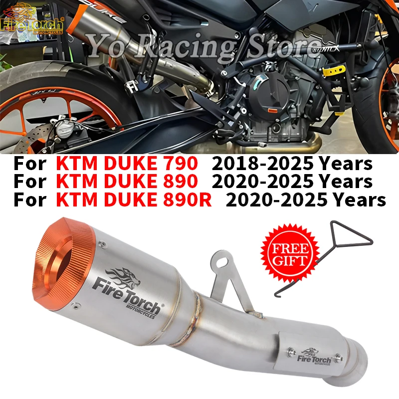 Slip On For KTM DUKE 790 DUKE 890 890R KTM790 2018 - 2025 Motorcycle Exhaust Escape System With Middle Link Pipe Muffler Moto