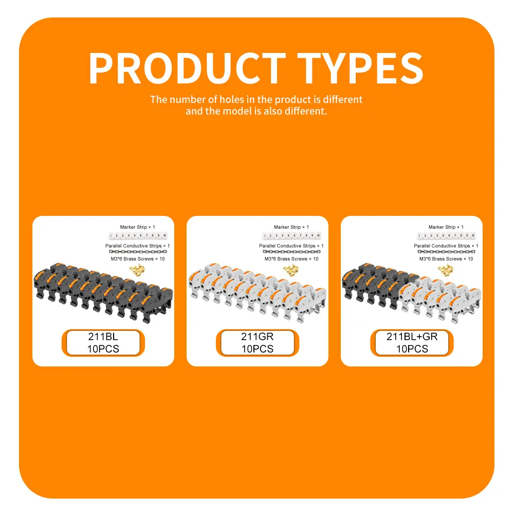 DIY GO DIN-Schienen-Klemmenblock PCT-211 mit Nummernstreifen-Kit, elektrischer universeller kompakter Leiter-Schnellverbinder – Detail 5