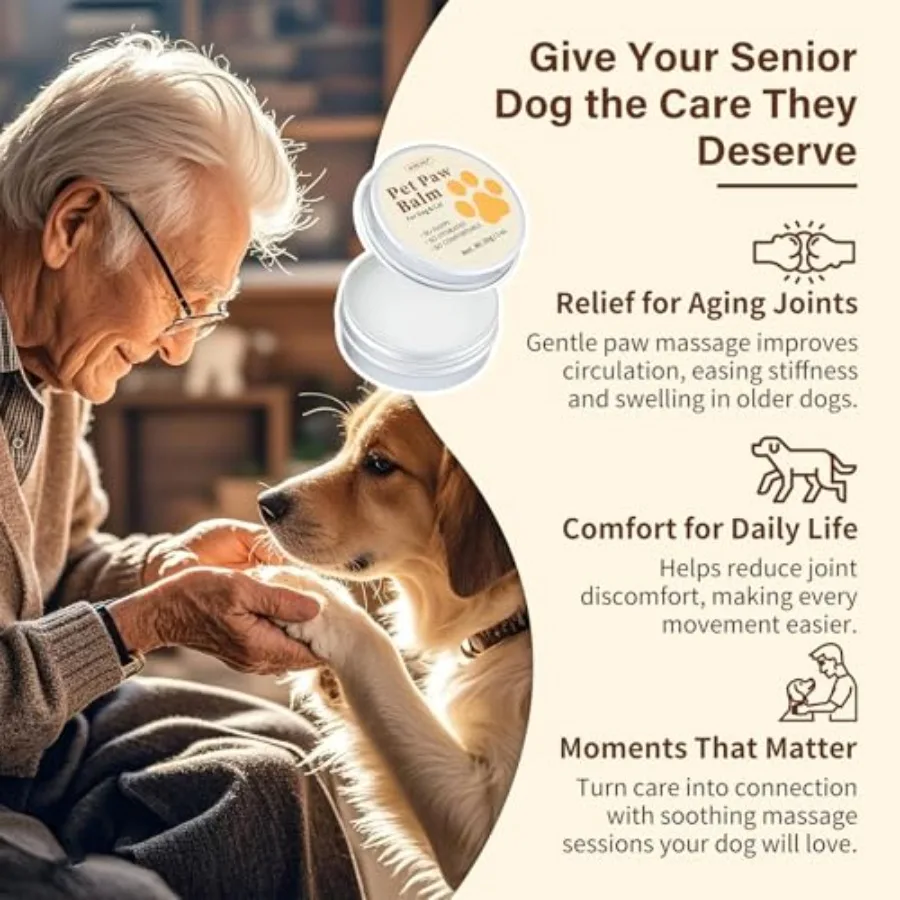 Kit de Massage des pattes de chien 4 en 1, avec baume naturel des pattes et bâton d'acupression, Support de santé des articulations pour chiens et chats âgés, améliore le Mobil