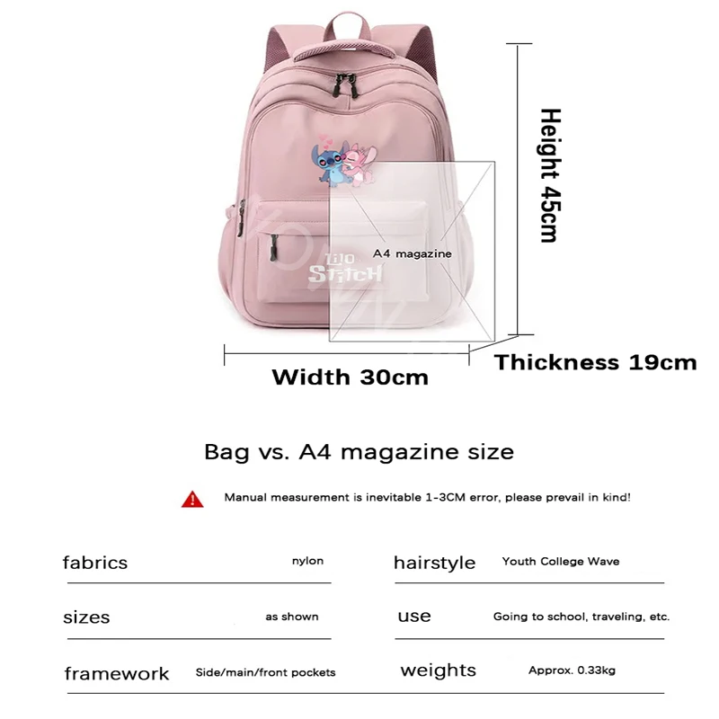 MINISO Stitch Backpack for Girl Boy Student Teenager Children Rucksack Kids Birthday Gift Women Casual School Bag