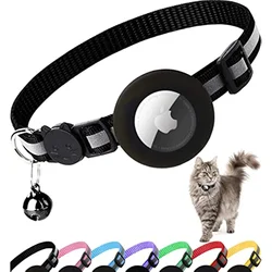 Reflective Breakaway Airtag Cat Collar 0.4Inch Adjustable with Holder Bell for Kitten Small Cat Daily Use Without Locator
